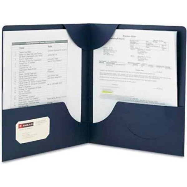 Smead Smead¬Æ Lockit Two-Pocket Folder, Leatherette Stock, 11 x 8-1/2, Dark Blue, 25/Box 87982